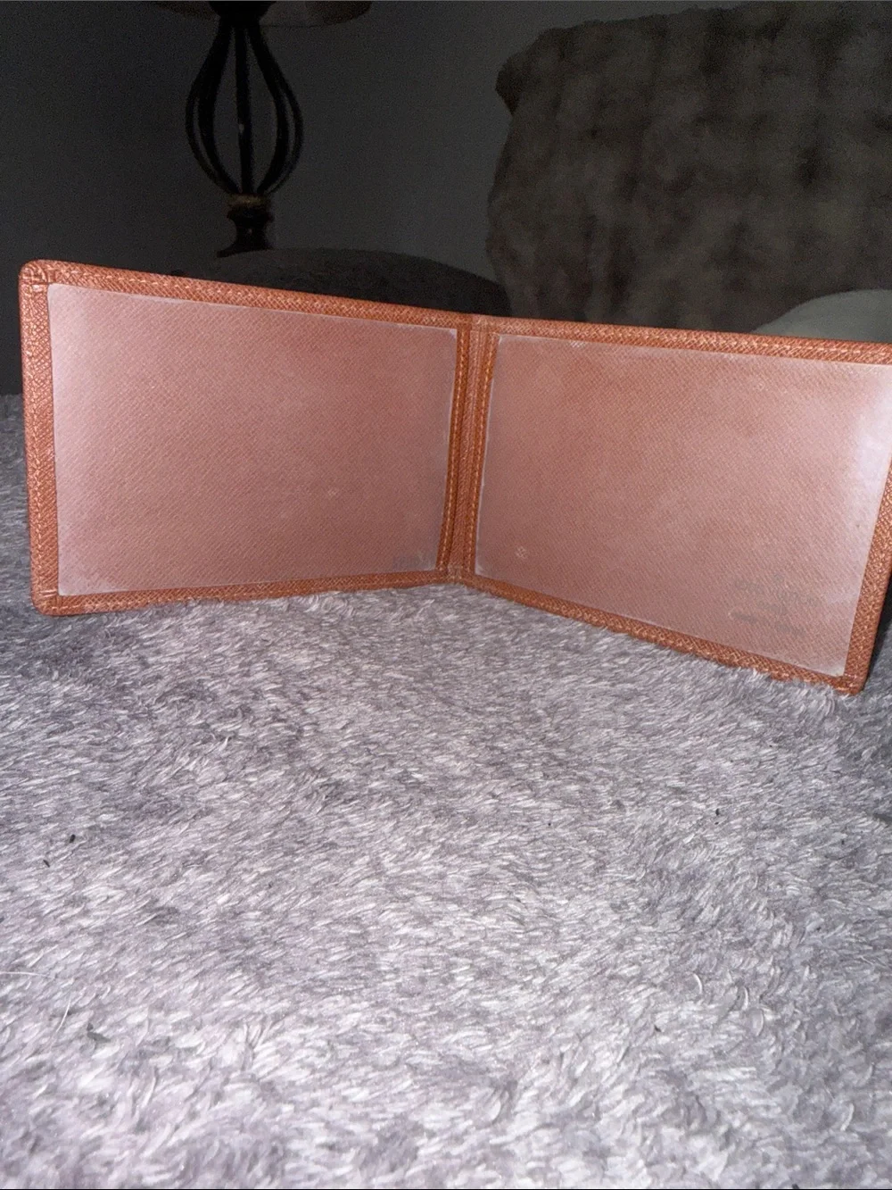Vintage Louis Vuitton Taiga Leather Bifold Photo ID Card Holder Brown